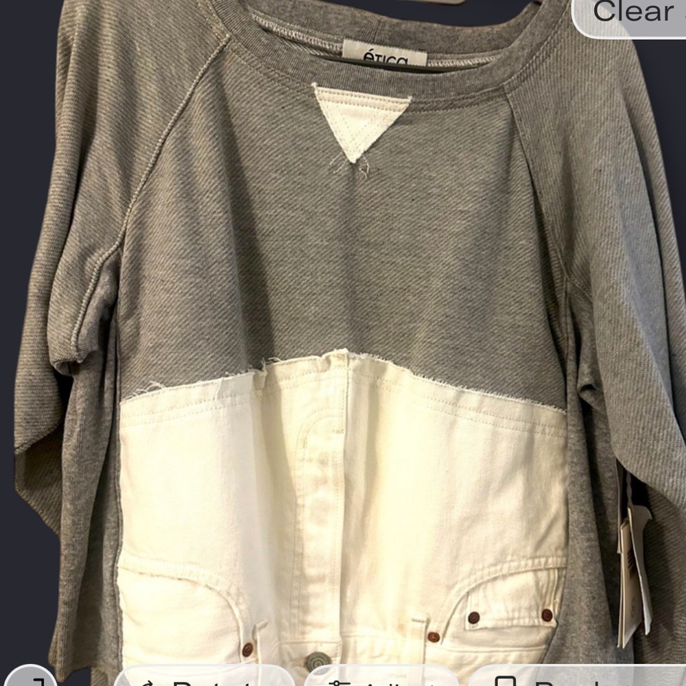 ETICA Gray and White Women's Denim Sweatshirt